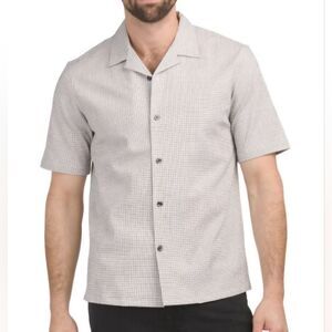 NWT Theory Men's Short Sleeve Button-Up Daze Camp Shirt Baltic/White Size L